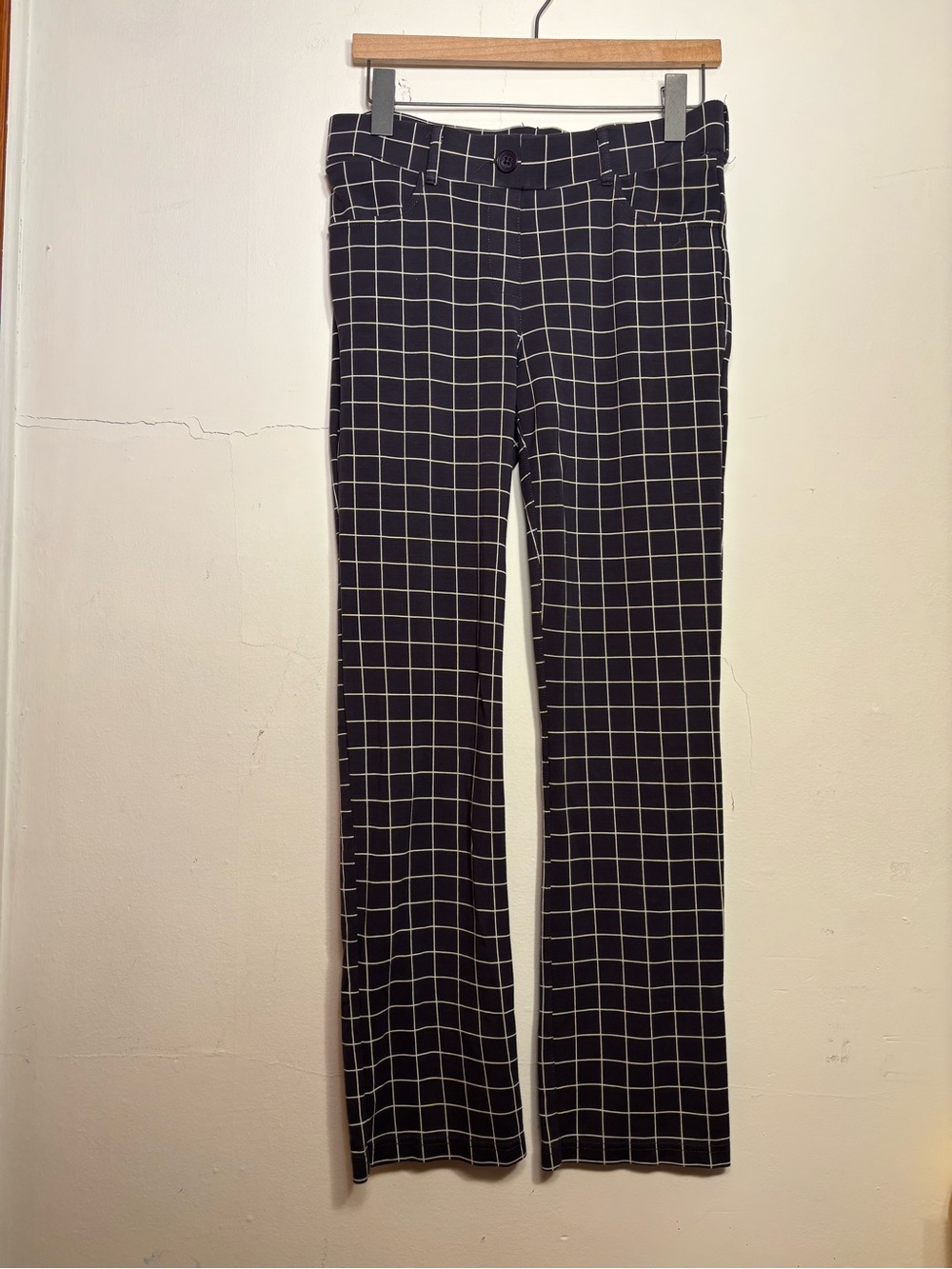 Betabrand Black Grid Slim Dress Pants